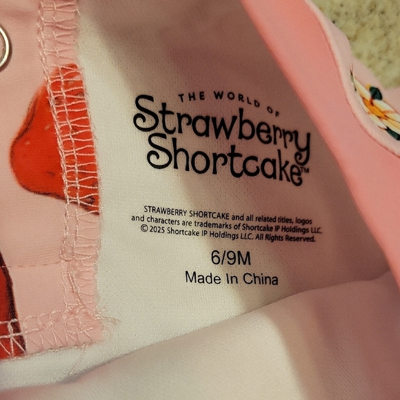 Strawberry Shortcake Pink Rashguard SIZE 6-9 Months - Picture 2 of 8